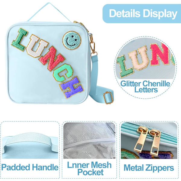Isoleret frokostpose med justerbar skulderrem light blue