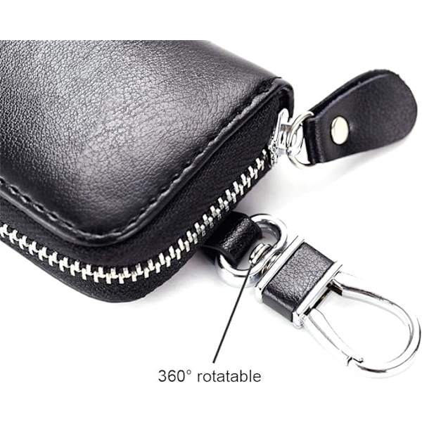 (Svart) nyckel fodral läder nyckel fodral för män kohud nyckel fodral-Genera black
