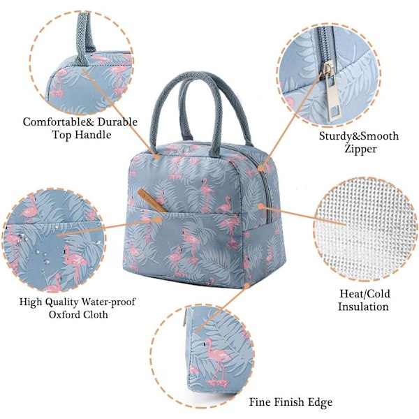 Harmaa Flamingo Eristetty Lounaslaukku Tote Bag Jääkaappi Laukku Vedenpitävä Vuotamaton Lounas Säilytyslaukku Sopiva