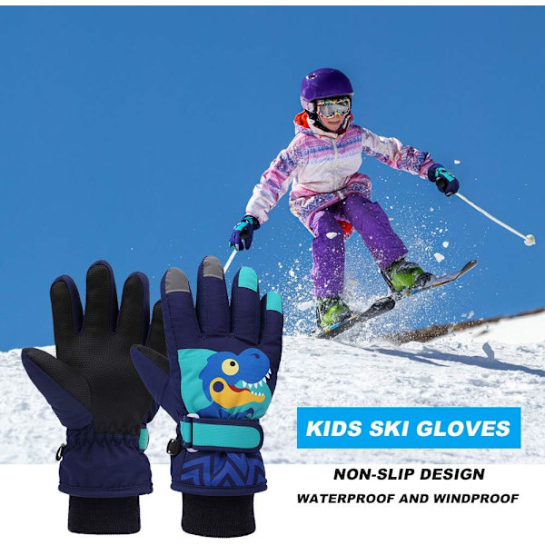 （M）Barn Skidhandskar, Flickor Pojkar Skidvantar Vantar Varma Vinter Mi