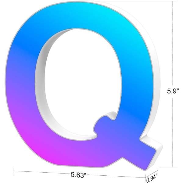 Ljusbokstäver USB-drivna, LED-bokstavslampor färgväxlande bokstavsskylt present - Q Q