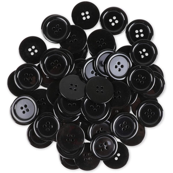 1000 stk sorte flatback-knapper til håndværk og syudstyr, 4 huller, 0.