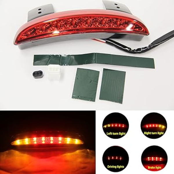 Rött objektiv motorcykel bakljus blinkers 8 LED Chopp