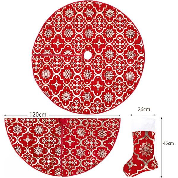 Röd Julgransskjort Julmattan 120cm Julgransskjort Plysch Topp Röd Julgransskjort med Stor A