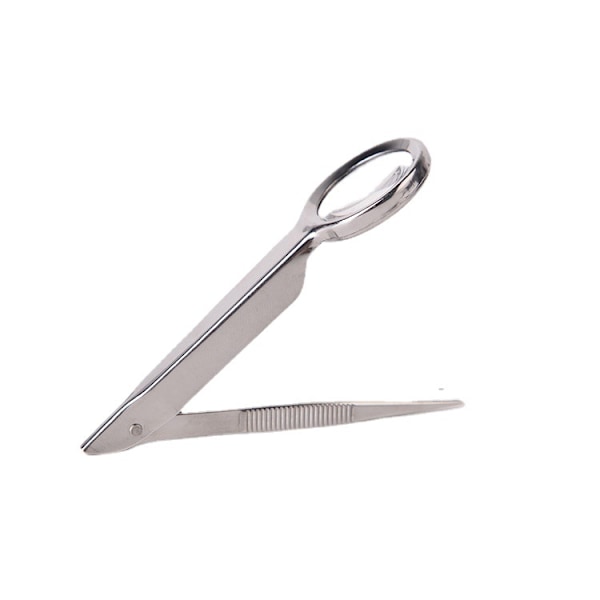 1 pinsetin setti LED-suurennuslasilla + yksittäinen kotelo, hopea