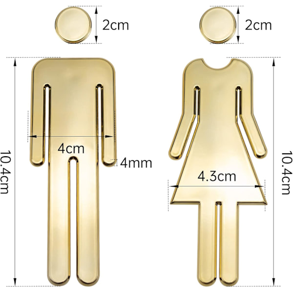 Guld Toalett Skylt Toalettplatta för Badrum, 1 Par Dörr Namnskylt Toalett Skylt Dekaler Skylt Symbol Män och Kvinnor Bad