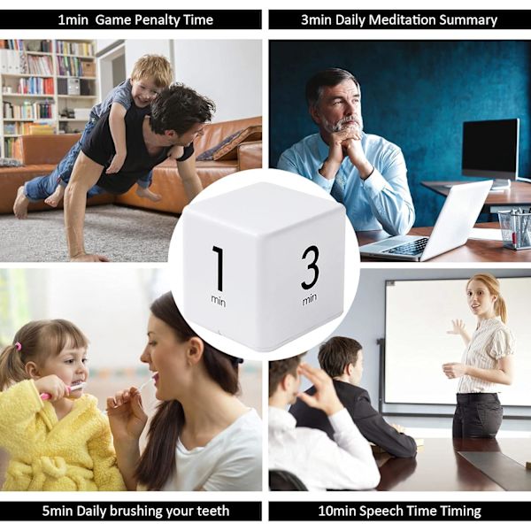 Rubiks kube timer - hvit, 1-3-5-10 minutter