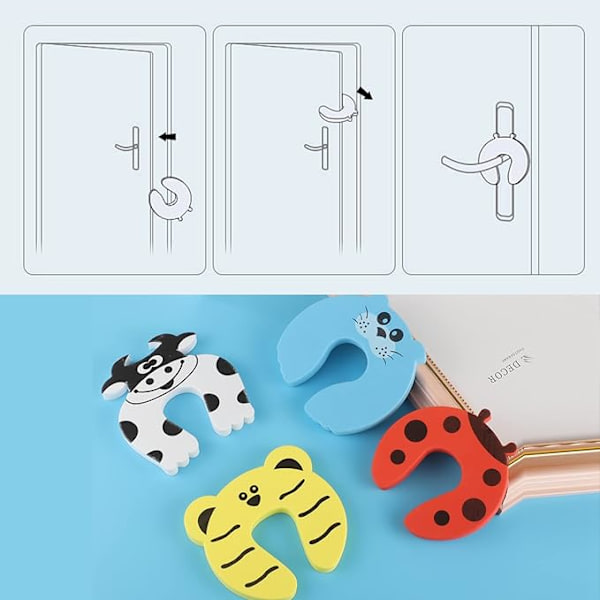 Set med 4 Dörrstopp, Anti-kläm, Babysäkerhet i Skum
