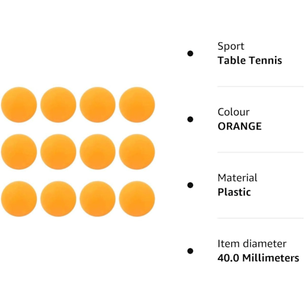12-pack pingisbollar (1 förpackning) - orange