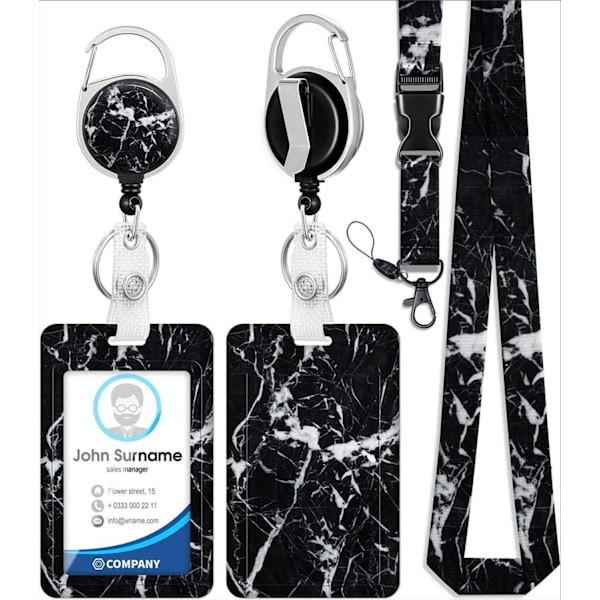 Mørkfarvet polyester-lanyard til varmeoverførsel, epoxy sort marmor, E