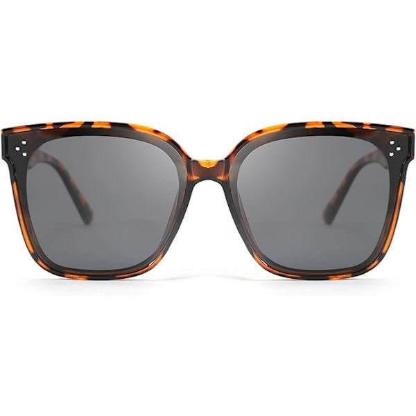 (brun leopard print) over-sized firkantede retro polariserede solbriller til kvinder og mænd i enkel stil O