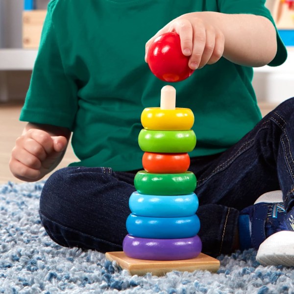 Regnbue Stakker, Tidlig Læring og Legetøj til Småbørn, Aktivitets- og Udviklingslegetøj, Montessori Trælegetøj, Motorisk Legetøj E