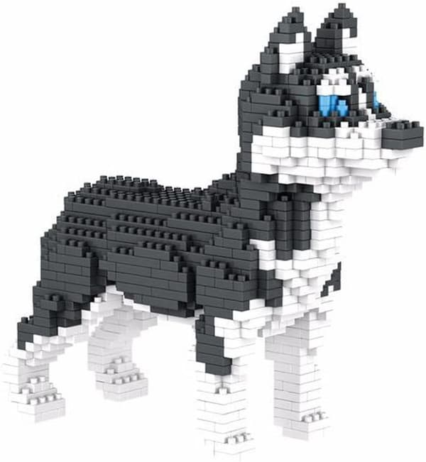 Atom Byg Siberian Husky Hund. Figur til at samle med nanob