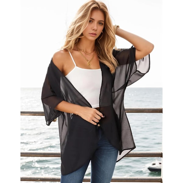 (L)Naisten Kimono Cardigan Kukka Kesä Topit Löysä Ranta Peitto Casual Takit Shir