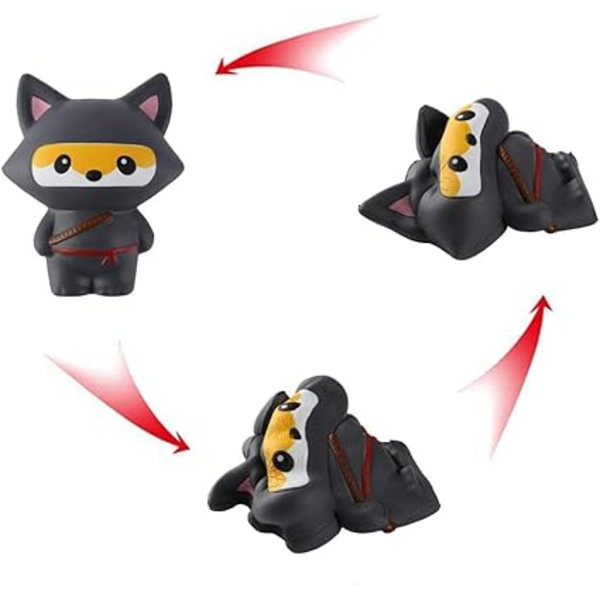Ninja Fox Anti-Stress Leksaker (14*12*7cm), Kawaii Stressavlastande Spel, Nyhetsprylar, Lämpliga för Festdekorationer U