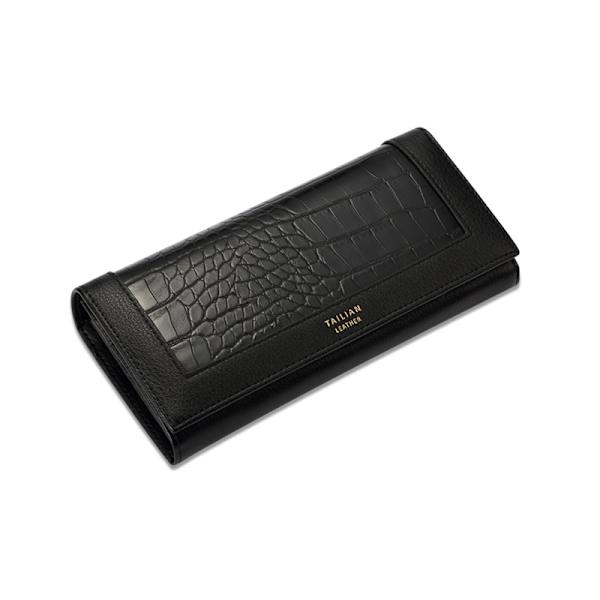 Elegant lommebok for kvinner - Lommebok med kortholder og myntpose - Svart