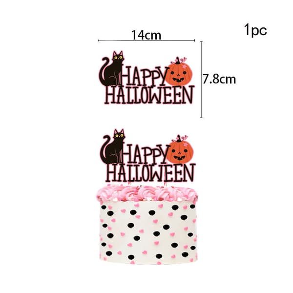 Pink Skull Balloon Halloween Tema Fest Sort Kat Banner Træk Fl