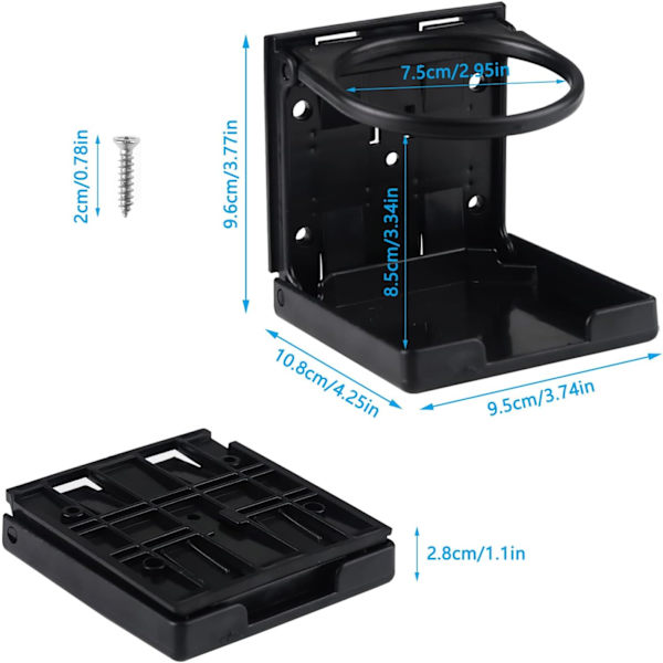 2-pakning med sammenleggbare koppholdere til bil, justerbar flaskeholder, koppholder for kaffe, kopp