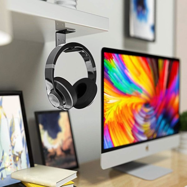 Hörlurar Headset Hållare Hängare Montering, Under Skrivbord Utrymmesbesparande 3M Hörlurar Hållare Han