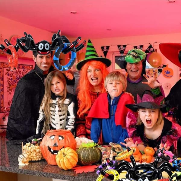 Halloween-leker Halloween Spider Ring Toss Set Oppblåsbart kastespill Oppblåsbart Spider Hat Toss Game H