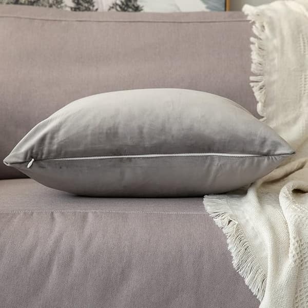 Sæt med 2 Fløjls Pudebetræk 45X45CM Grå, Dekorative Sofa Pude