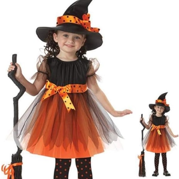 （100cm）Børnekostume Pige-heksekostume - Halloween-kostume