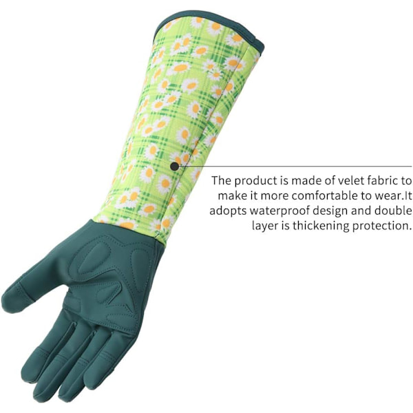 Trädgårdshandskar i läder med rosdesign för kvinnor, förlängda proffs-handskar, rosenträdgårdspruning, present till mamma och mormor C