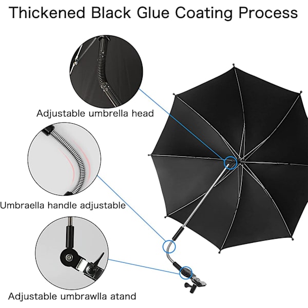 Universell barnevognparasoll, Anti UV Parasol for Pram, Diameter 7