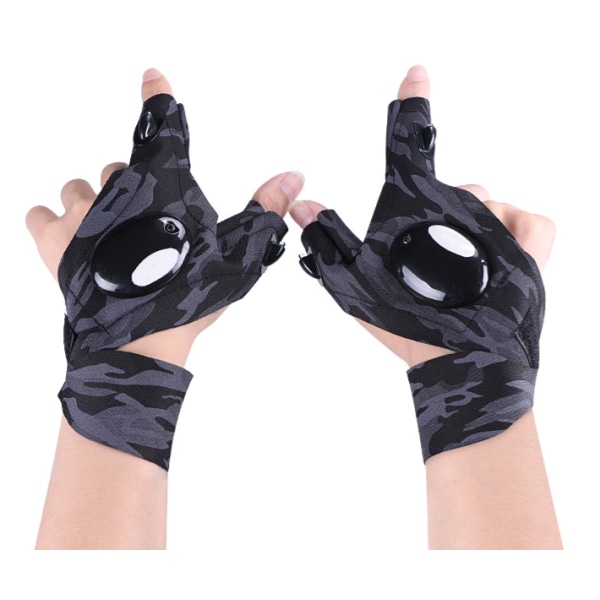 Present LED-handskar för män, kamouflage - Handskar med vattentäta lampor