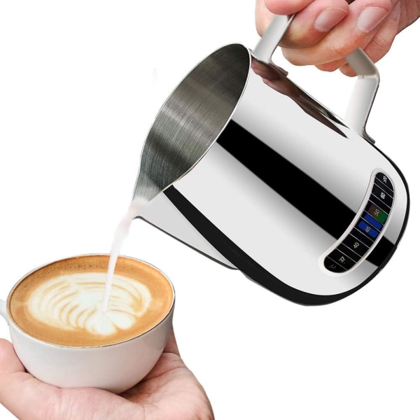 Maitokarahvi lämpömittarilla 550 ml - ruostumattomasta teräksestä valmistettu kahvipiki