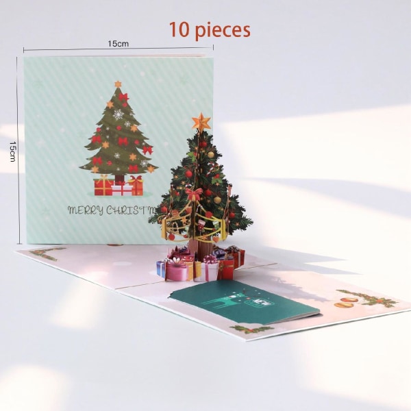 10-pack 3D gratulationskort Jul Pop Up-vykort för fäder