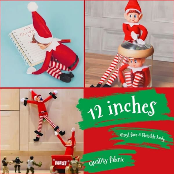 Set med 2 lite busiga tomtar - Lekfulla tomtefigurer, vinylansikte