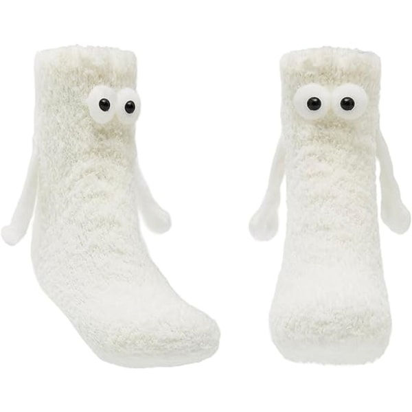 Hvide håndholdte sokker Sjove magnetsug 3D dukkepar S