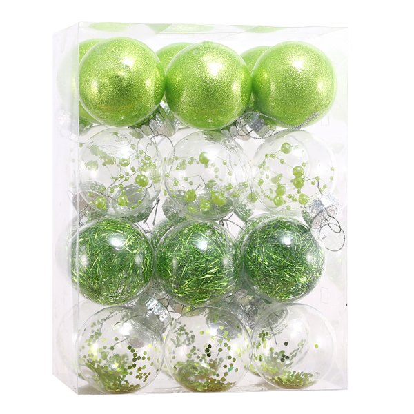 Julekule for juletrepynt 6cm 24stk (grønn), Glitrende gjennomsiktige julekuler Deco Chris