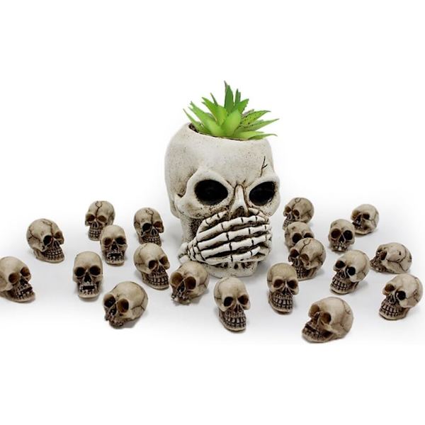 40 kpl miniatyyrikallopäätä, miniatyyriset Halloween-miniatyyriluurankopäät, figuriinit, patsaat, koristeet