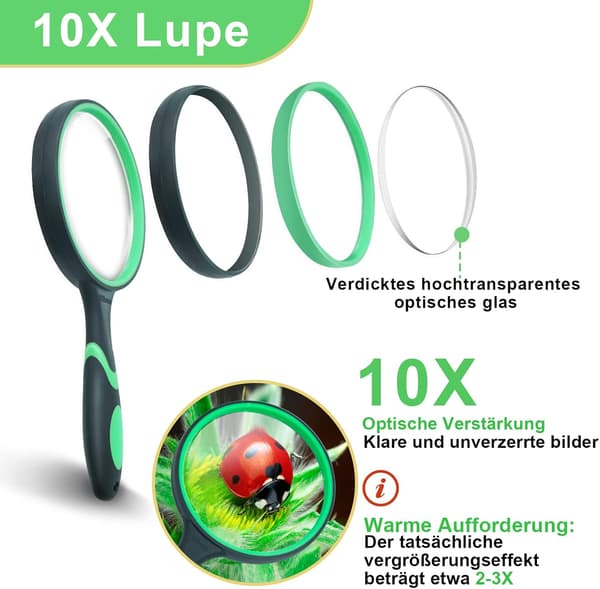 Leselupe 10X 100mm Barnelupe Forstorrelsesglass