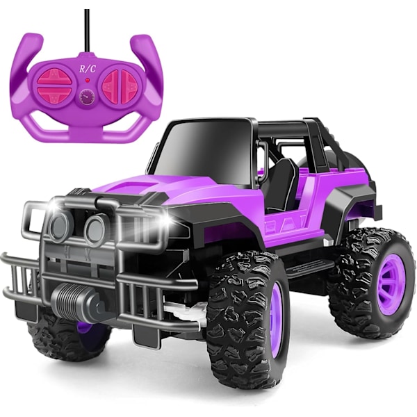 Radiostyrd Bil RC Racing Bilar, 1:18 Skala Radiostyrd Monstertruck, 2.4Ghz LED Ljus Off-Road Rc Bilar (Purple)