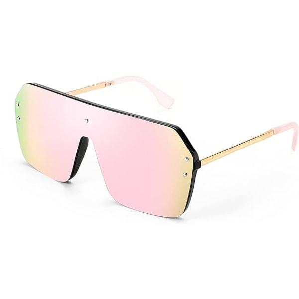 Klassiske siamesiske One Piece-solbriller - speilet rosa - pen innfatning S