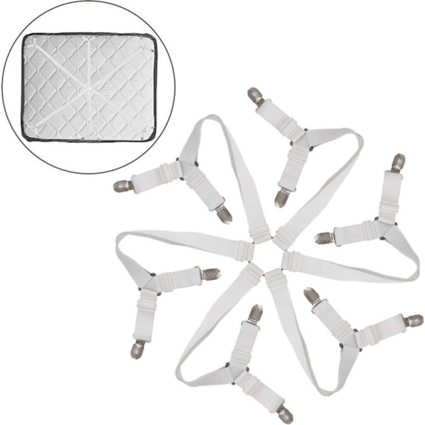 Justerbare elastiske lakenstropper (3-veis hvite), Crisscross B