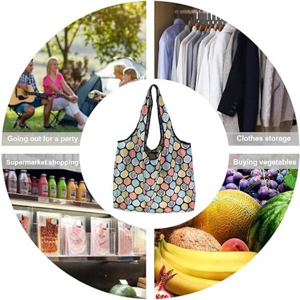 Tote väska Canvas väska Shopping väska Fällbar Blommig tyg Återanvändbar