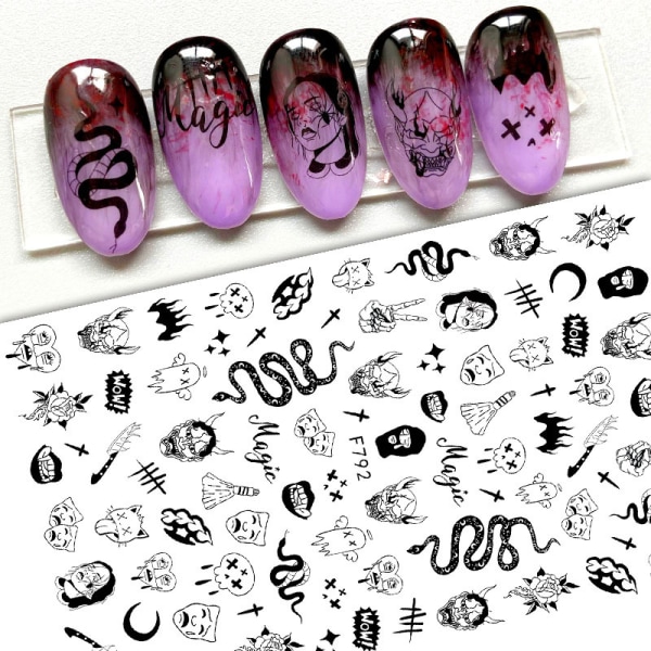 5 arkkia Halloween Nail Art Tarrat 3D Halloween Nail Decals Itsekiinnittyvä