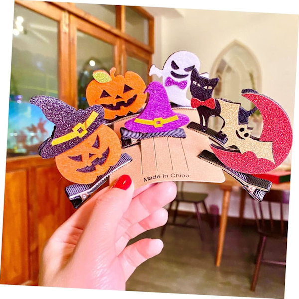 1 sæt 6 stk. Halloween hårklemmer bue dekor hårnål Halloween hårspænder hårklemmer græskar hårklemme