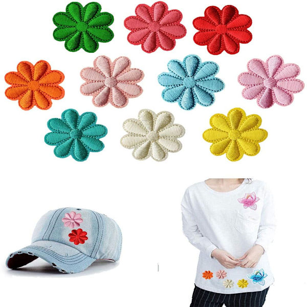 30 STK Solsikke Blomst Patch Klistremerke Stryk-på Patch eller Sy-på Patch for Klær T-skjorte Jeans Jakke K