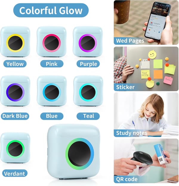 Bleu Bärbar Fotoprinter, Mini Instant Fotoprinter Trådlös Termisk Bluetooth-printer D