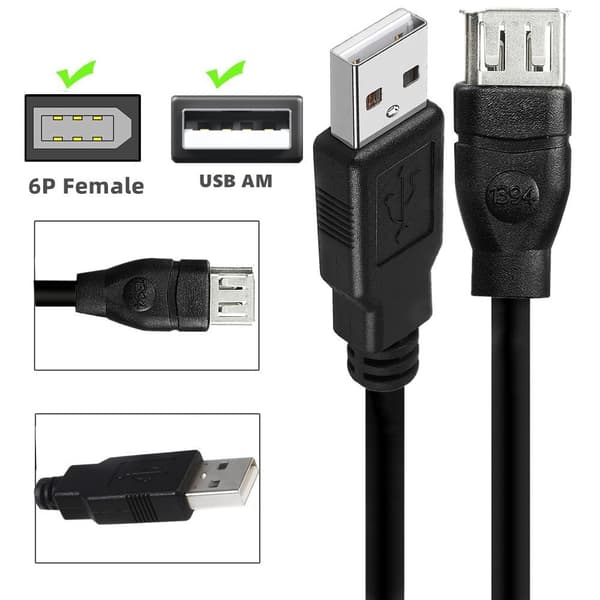 USB-sovitinkaapeli Firewire IEEE 1394 6-pin naaras - USB 2.0 AM -sovitinkaapeli Plug and Pla