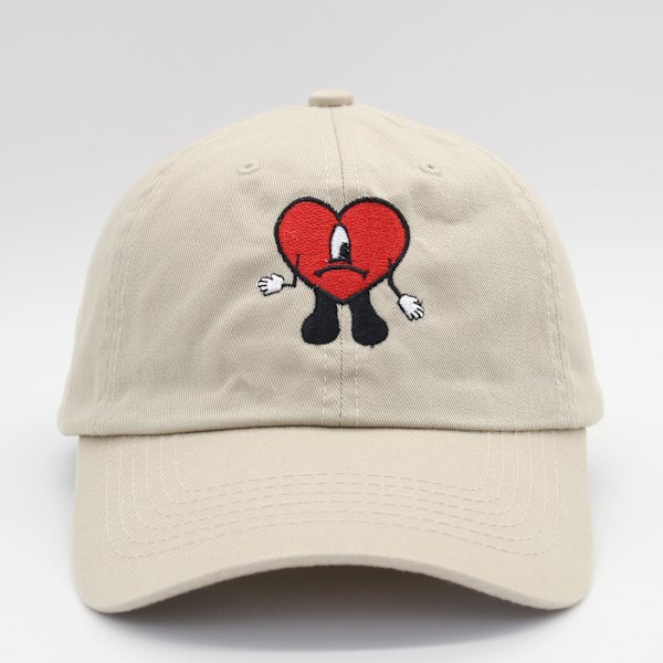 Hip Hop Hat - Bad Bunny Broderet Baseball Cap Rød Hjerte Andenæb Hat
