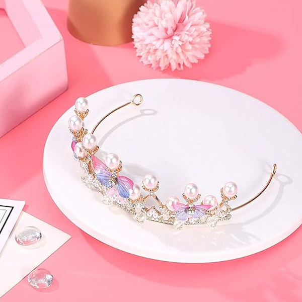 Prinsesse Tiaraer til Piger, Krystal Tiara Perle Prinsesse Krone Hovedbånd, Prinsesse Tiar C