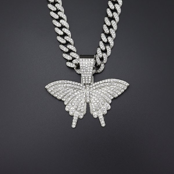 Krystal Sommerfugl Choker Halskæde Rhinestone Vedhæng Halskæder Kæde Glitrende Sommerfugl Smykker Mode Fest Tilbehør B