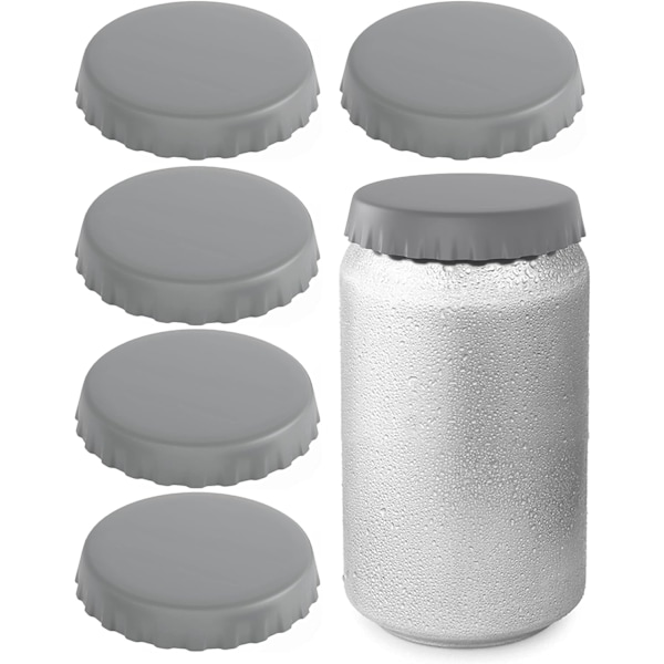 (6-pack, grå) Silikonlock för läskburkar – Burköverdrag – Burkkapslar – C