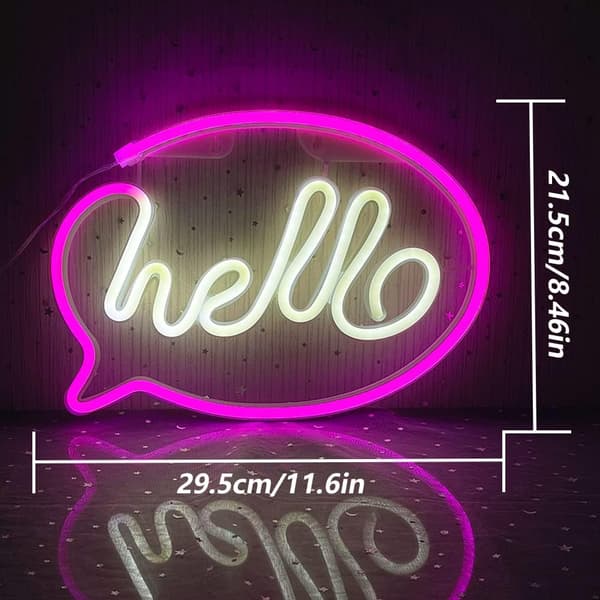 Neon skylt, Hello Neon Lights LED Neon Lights Sovrum USB eller Batte